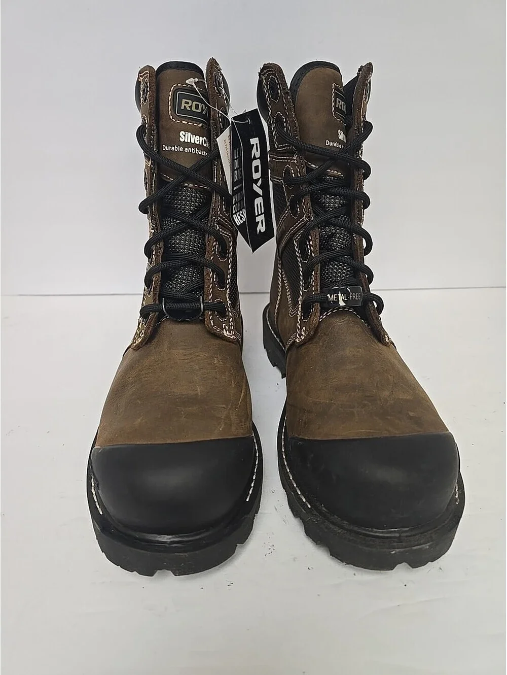 Royer Men's 8'' Metal-Free Comp Toe Comp Plate Work Boots 8680FLX Brown 9M